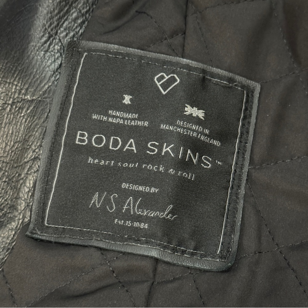 Boda Skins Black Sheepskin Moto Jacket Sz 2 N S Alexander Celeb Owned Rare HTF - Picture 10 of 11